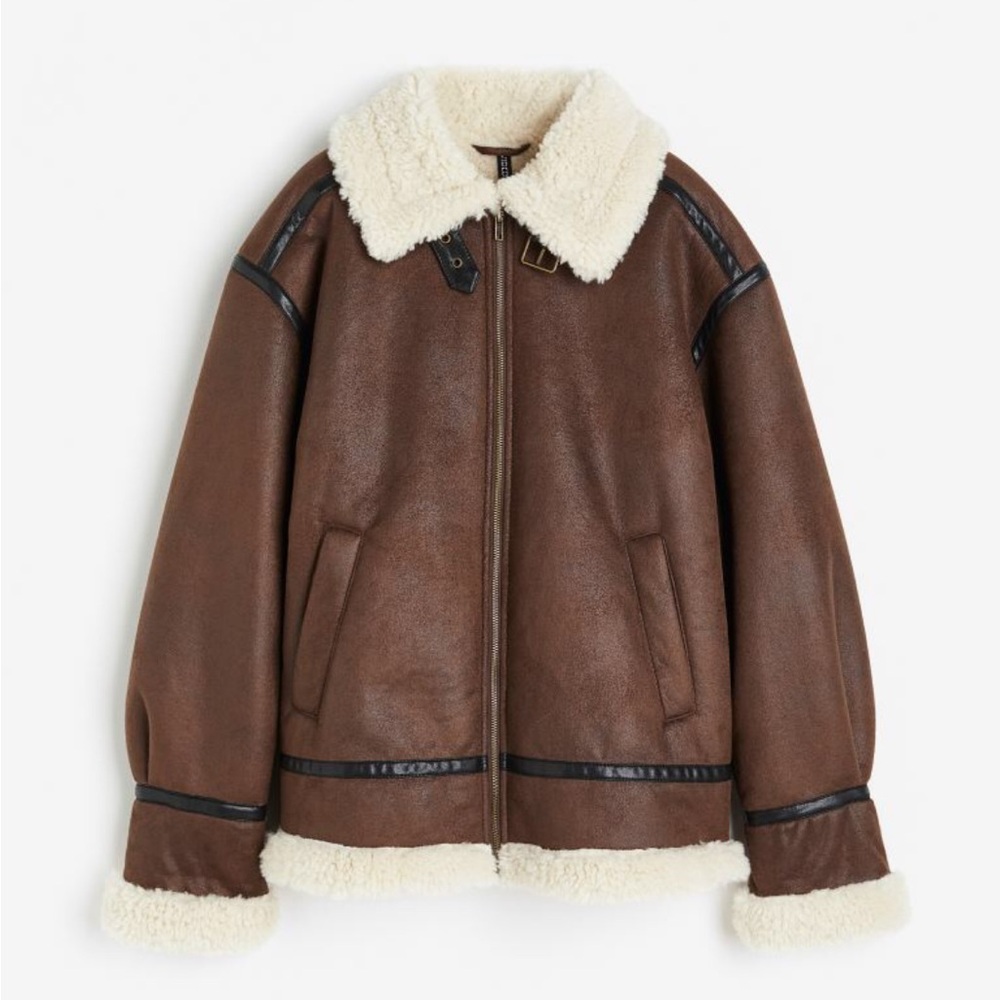 OVERSIZED TEDDY LINED BOMBER JACKET